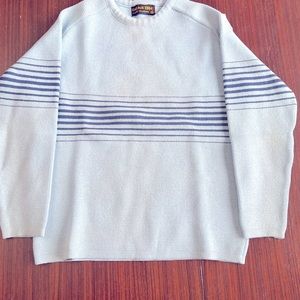 Demetre Womens Vintage Baby blue/Dark Blue Striped Pure Virgin Wool Sweater M